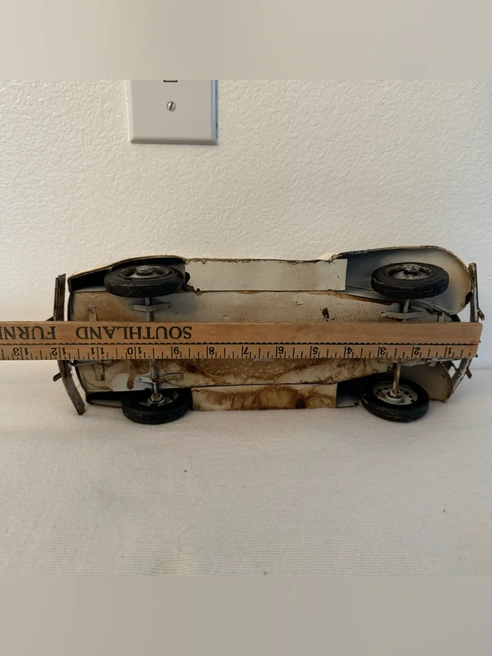 Vintage 1930s Style Metal Sedan Car Model Large 13” Rustic Decor
